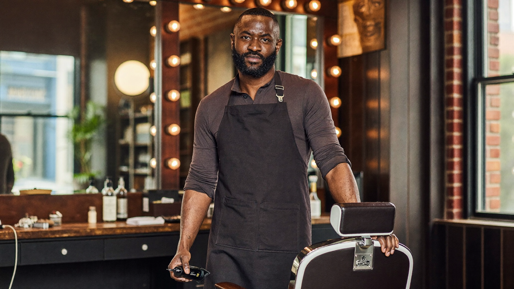 Anthony, master barber, in his shop